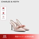CHARLES&KEITH缎面蝴蝶结尖头高跟凉鞋女生日礼物送女友CK1-60361556 Light Pink浅粉色 37
