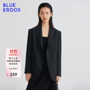 BLUE ERDOS西装女气质通勤职场羊毛混纺黑色休闲西服外套B235J1025 黑 S (160)