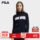 FILA 斐乐官方女士编织外套冬新款时尚休闲修身拼色拉链开衫 传奇蓝-NV S 160/80A/S