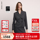 朗姿25羊毛商务通勤职业装气质西装外套/半身裙2026年冬季新款女 深灰色西装 M