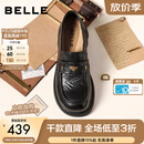 百丽（Belle）元宝乐福鞋女26春新商场同款羊皮黑色小皮鞋E9L1DAA6预售 黑色+3CM增高 37 (235mm)