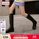 HUNTER【修饰腿型】户外露营女鞋Refined防水防滑高筒靴长筒靴网红女靴  哑光黑色/黑红色logo/BLK 38