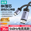 山泽Type-C转DP1.4线雷电4/5转接线USB-C转换接头8K60/2K540Hz电竞办公笔记本外接显示器投屏连接线1米