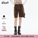 DZZIT【刘浩存同款】地素短裤2026秋新款复古灯芯绒中裤子女3K3QB371N 深卡其色 S