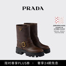PRADA/普拉达【礼物】女士STRIDE牛皮革短靴靴子 可可棕 37.5