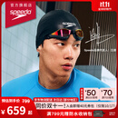速比涛（Speedo）鲨鱼皮系列纯视竞速高清防雾镀膜泳镜游泳健身训练 赛博红