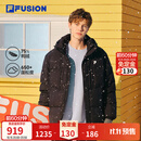 斐乐 FUSION潮牌保暖羽绒服男女宽松连帽外套舒适百搭 正黑色-BK S 165/88A/S