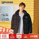 斐乐 FUSION潮牌保暖羽绒服男女宽松连帽外套舒适百搭 正黑色-BK S 165/88A/S