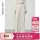 朗姿25【王楚然同款】高腰西装裤通勤阔腿裤冬季新款 象牙白色2 M