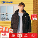 斐乐 FUSION潮牌保暖羽绒服男女宽松连帽外套舒适百搭 正黑色-BK S 165/88A/S