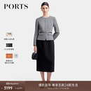 PORTS宝姿女装2026秋冬新款轻奢高级感缝制针织长袖中长女士高档连衣裙 黑色混色 S （4）