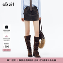 DZZIT地素短裤2026秋季新款甜酷做旧A字高腰植绒牛仔裙裤子女3K3XR401W 黄褐色 S