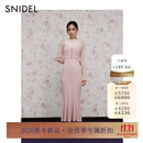 SNIDEL连衣裙女26秋冬甜美蕾丝拼接露肩交叉针织SWNO264417 粉色 均码