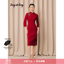 Song of Song歌中歌2026春季新款专选【新年鸿运】进口四面弹旗袍 酒红 XL