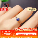 梦霜天然坦桑石戒指女 蓝色宝石指环重叠活口简约时尚S925银镀金ins风 坦桑石戒指 开口可调节