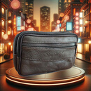 君子陶陶 手机腰包男式牛皮穿腰带老人串皮带大容量零钱包工地别挂腰大号 横式银色拉链18.5*11.5