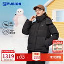 FILA FUSION斐乐潮牌羽绒服女2025冬季新款时尚休闲保暖连帽外套 正黑色-BK M 165/84A/M