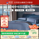富安娜床上四件套纯棉全棉床单被套 中性简约双人加大床品230×229cm家居馆