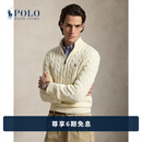 Polo Ralph Lauren 拉夫劳伦 男装 经典绞花编结棉四分之一拉链针织衫 101-奶油色 M