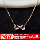 BOGLIA碧玺项链18k金蝴蝶结少女心粉色宝石吊坠首饰彩金生日礼物送女友 1克拉 18K金黄色 粉色碧玺项链