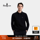 比音勒芬【轻量柔软】秋季款男士时尚休闲通勤亲肤弹力翻领长袖POLO衫上衣 07黑色 XL （110）
