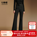LIME朗姿/莱茵哑光针织高腰微喇裤小黑裤显瘦垂感通勤2026冬新款 黑色 M