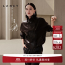 LANCY【宋佳同款｜纯羊皮】LANCY/朗姿2026年冬季新款复古深咖短皮衣女 深咖色 XL