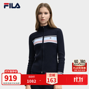 FILA 斐乐官方女士编织外套冬新款时尚休闲修身拼色拉链开衫 传奇蓝-NV S 160/80A/S