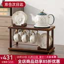 言则新中式茶具套装客厅轻奢高档下午茶茶壶茶杯整套礼盒装杯具套装 兰花盛景墨绿17件套-长方形架子