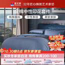 富安娜床上四件套纯棉全棉床单被套 中性简约双人加大床品230×229cm家居馆