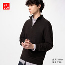 优衣库羊绒半拉链针织衫/长袖男装毛衣毛衫486077 39 棕黑色 L