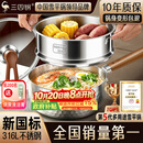 三四钢雪平锅316L不锈钢奶锅婴儿辅食小汤锅泡面煮锅20cm食品级一体成型