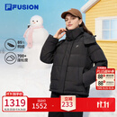 FILA FUSION斐乐潮牌羽绒服女2025冬季新款时尚休闲保暖连帽外套 正黑色-BK M 165/84A/M