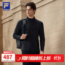 FILA【王安宇同款】斐乐男装针织长袖26冬新款健身运动加绒半拉链长T 深黑-BK 加绒 L 175/96A/L
