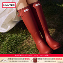 HUNTER雨靴户外露营女鞋惠灵顿经典英伦防水防滑骑士靴女长筒女靴高筒靴 哑光军红色/MLR 37