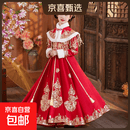 女童汉服中国风拜年汉服儿童过年喜庆衣服中大童冬季加绒古风唐装 红色 加绒 单件裙子 120