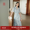 EP雅莹高端系列 青花八吉祥纹真丝翻领连衣裙 2026新款4648A 蓝色 真丝雪纺+真丝内搭 M