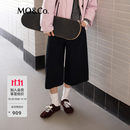 MO&Co.短裤2026冬新品保暖低腰宽松A字直筒七分裤通勤西裤MBF4SOTT01 黑色 S /160