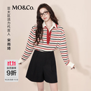 MO&Co.【C+系列】短裤2026冬新品蓝黑色精纺毛边中高腰精裁MBF4SOT003 蓝黑色 S /160