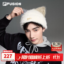 FILA【章昊同款】斐乐猫耳帽 | 潮牌帽子女士运动灵感针织时尚毛线帽 燕麦米-BG