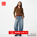 优衣库宽松廓形牛仔裤常规款女装男装/弯刀镰刀裤482280 487973 487973/67海蓝色 25 /160/64A