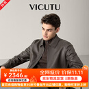 威可多（VICUTU）男士真皮皮衣秋冬翻领云雾灰机车服休闲皮夹克 云雾灰 XL 180/96A