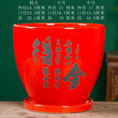潮鸣（CHAOMING）山头林村花盆陶瓷家用带分体托盘特大号桌面绿萝君子兰多肉绿植盆 004舍得红单个 特大号