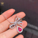 ROYALPICK红宝石项链1克拉吊坠锁骨链鸽血红色蝴蝶结18K金送人老婆生日礼物 红宝石项链