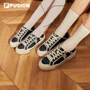 斐乐（FILA）FUSION斐乐潮牌WALLRIDE女鞋一脚蹬帆布鞋夏新款板鞋休闲鞋 黑/奶白-BG 38
