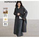 红袖高级感超好看毛呢大衣冬季新款女装100%绵羊毛质感保暖双面呢外套 烟灰056 M