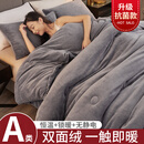南极人（Nanjiren）被子冬被冬季学生棉被双面10斤法兰绒加厚保暖大豆纤维被芯 【A类丨气质灰】恒温+锁暖+无静 200x230cm约8斤加绒加厚3秒速暖