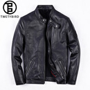 twetybird【年度好物】意大利进口头层牛皮真皮皮衣男士高端修身真皮夹克男 黑色【精选绵羊皮】 3XL （适合165-175斤）