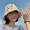 昙蓓漫带假发的帽子夏季帽子假发一体女款2024夏天时尚化疗后光头戴BoBo 镂空款米色帽自然色假发送发网光头漏头皮