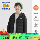Skechers斯凯奇儿童童装羽绒服春男女大童连帽短款保暖外套 L422K138 0018碳黑 150